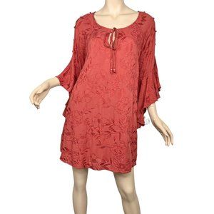 Miss Me Dress Boho Bell Sleeve Floral Embroidery Size Small